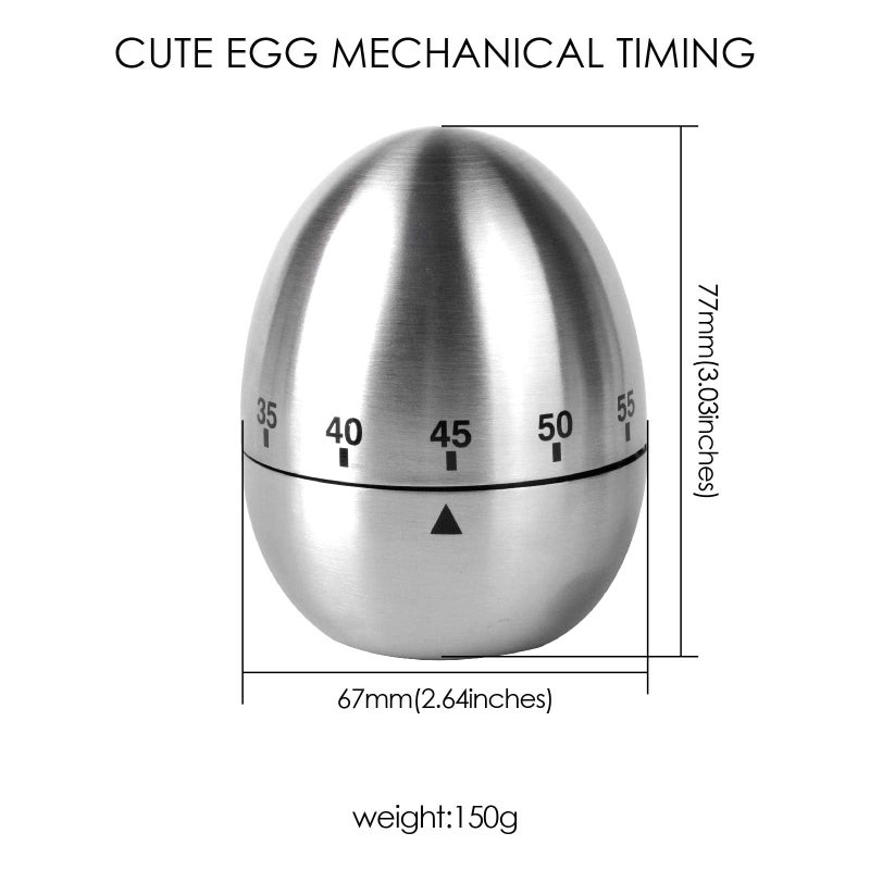 Jayron JR-WG015 Egg Kitchen Timer Stainless Steel Mechanical Rotating Alarm 60 Minutes Count Down Timer for Cooking Learning - Image 4